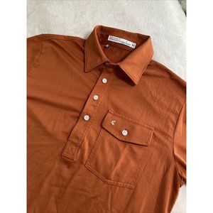 Criquet Golf Shirt Mens S Orange Organic Cotton Polo Preppy Casual